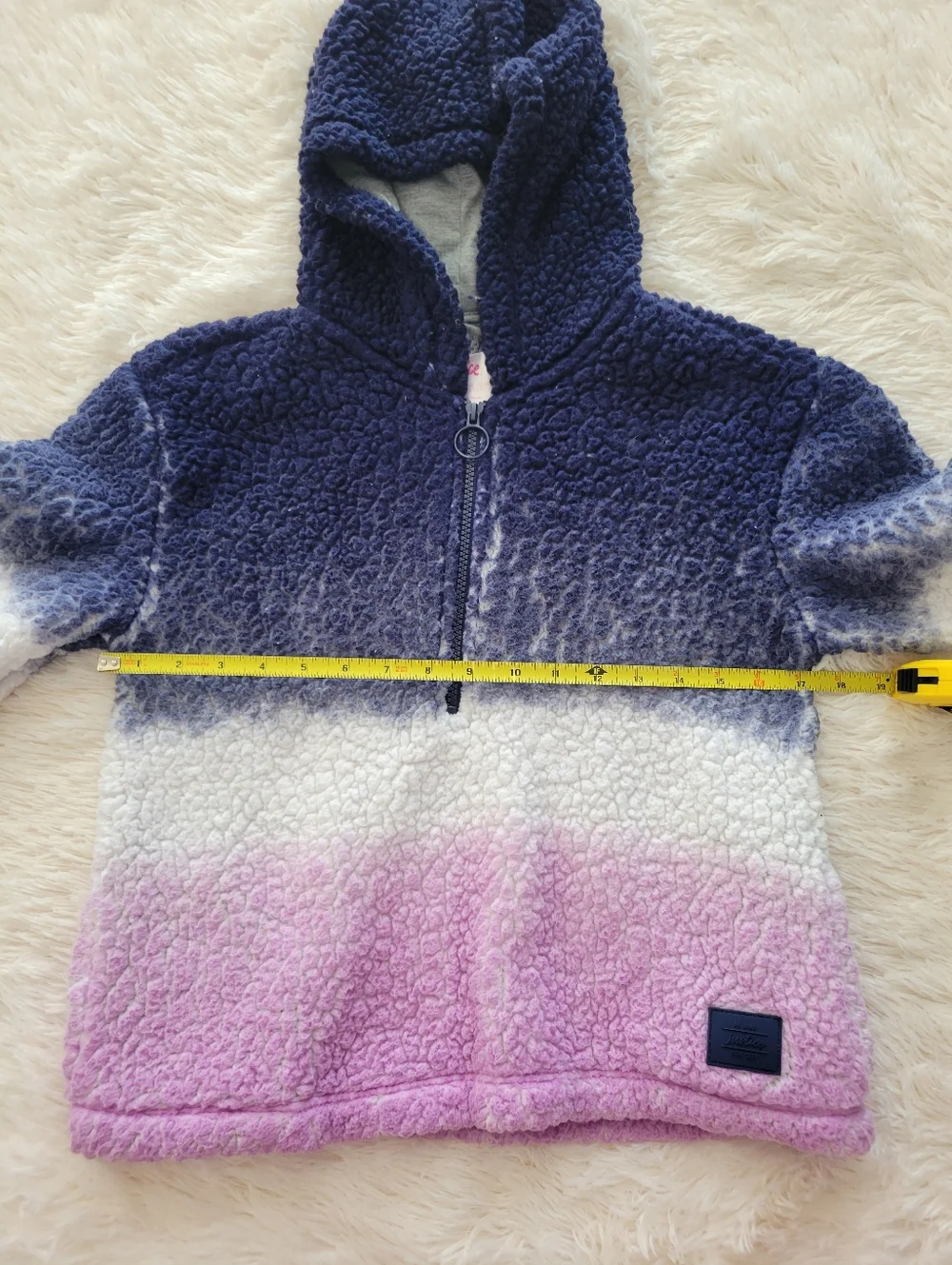Justice Navy & Purple Ombre Half Zip Sherpa Hoodie Girls Size 12/14